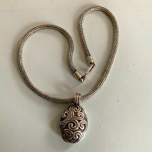 SILPADA Retired Silver Scroll Locket Pendant & Retired Silpada Bali Necklace